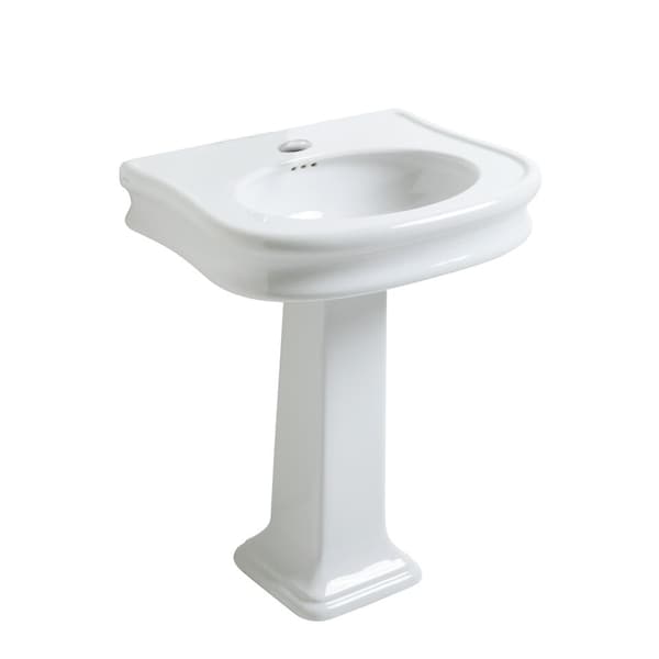 Whitehaus Pedestal Sink W/ Integrated Oval Bowl, Seamless Rnded Trim, Rear Overflo LA10-LA03-1H - main